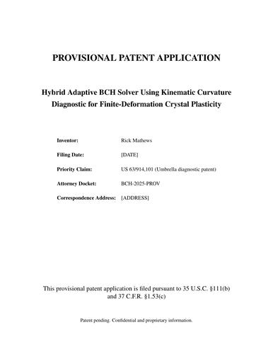 BCH Provisional Patent